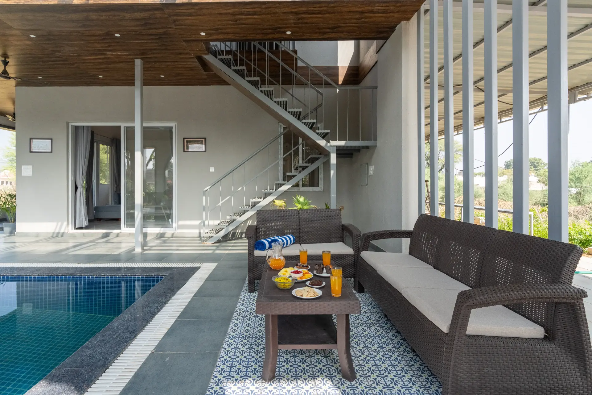 Jamun Villa, Jaipur - Poolside lounge area