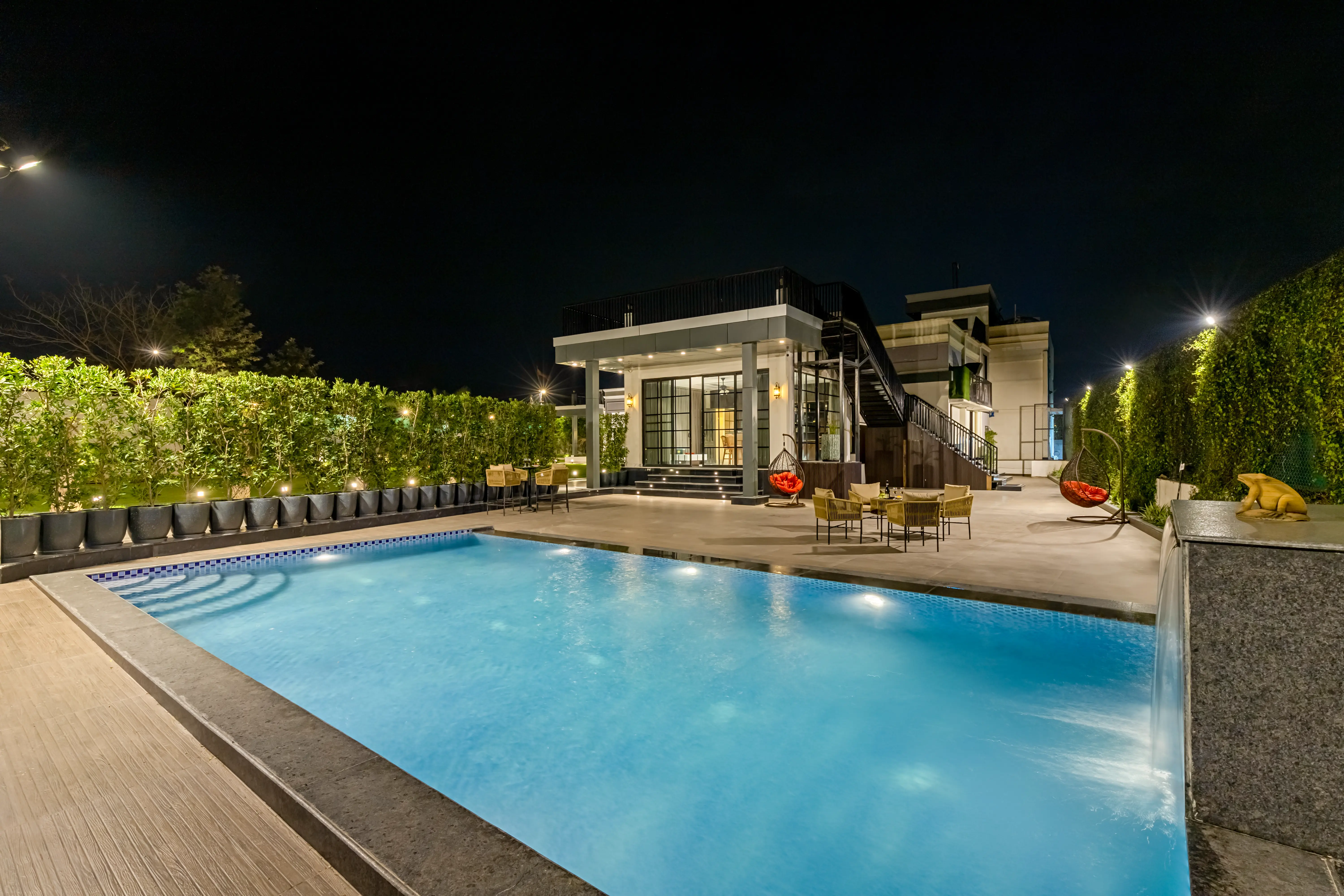 Ibiza | Luxe 4-BHK Farmhouse With Private Pool, Garden & Indoor Bar