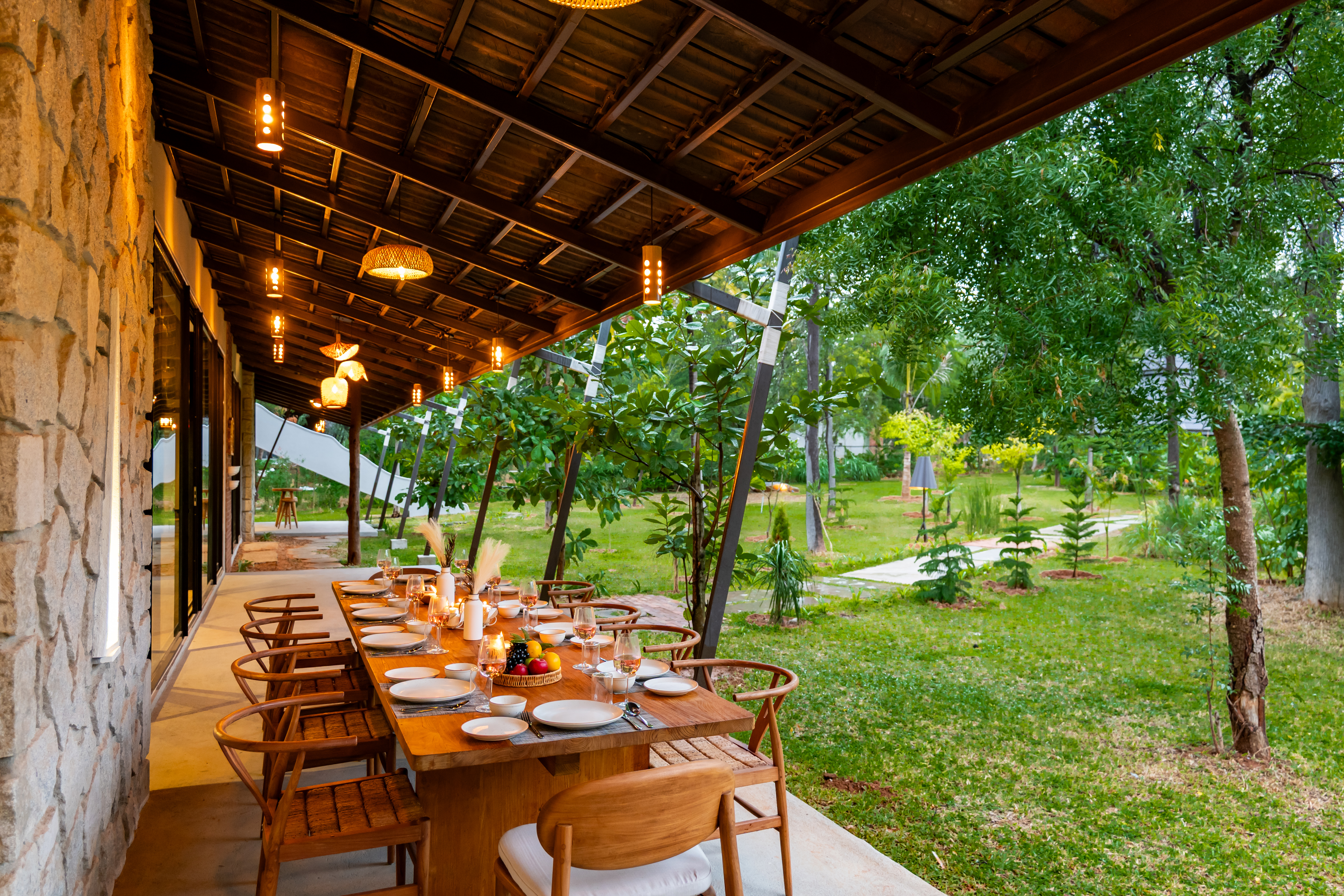 Pet-Friendly 3 BHK Farm Villa with Open-Air Movie Lounge, Fire Pit, Cabana & Landscaped Garden — photo 13